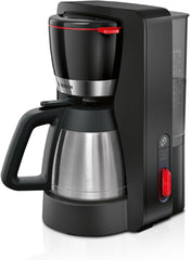 Espressor cu filtru Bosch MyMoment TKA6M273, carafă termică de 1L, pentru 8-12 cești, sistem anti-picurare, suport pentru filtru rotativ, program de detartrare, rezervor de apă detașabil, 1200 wați, negru mat