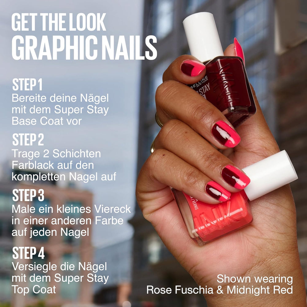 Maybelline New York Super Stay Ink Bonder 180 Rose Fuchsia - dlouhotrvající lak na nehty pro pevné nehty a intenzivní barvu, 12,3 ml