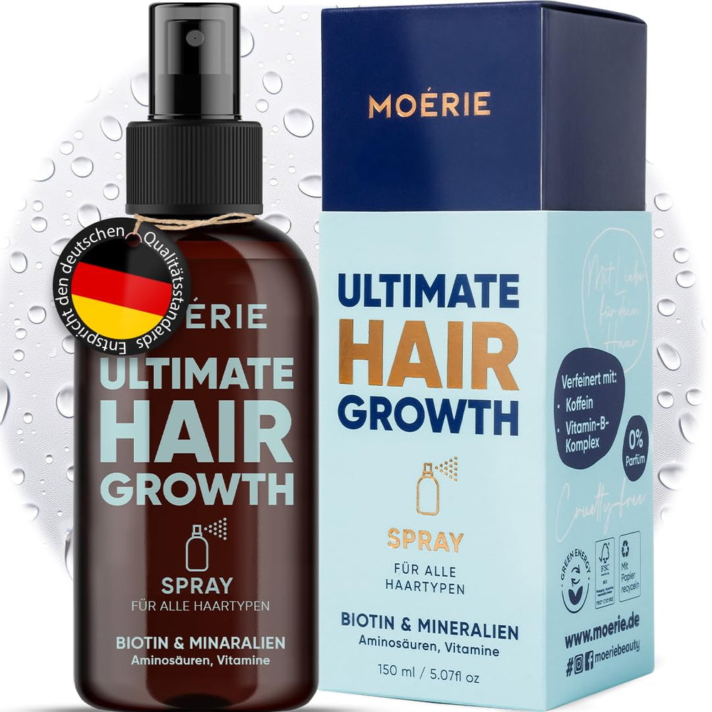 MOÉRIE Ultimate Mineral Hair Growth Spray pentru păr mai lung, mai gros și mai plin - cu biotină și cafeină - produse vegane pentru păr, fără parabeni, toate tipurile de păr, inversează căderea părului - aprovizionare pe 2 luni Ingrijirea parului Naty Shop Set unic