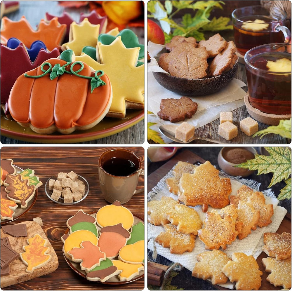 9pcs Herbst Ausstechformen Erntedankfest Ausstecher Blätter Keksausstecher Edelstahl DIY Plätzchenausstecher mit Ahornblatt Eichenblatt Eichhörnchen Eichel Igel Kürbis für Keks Fondant Backen