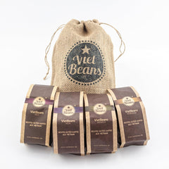 Kaffee Geschenk für Kaffeeliebhaber - Kaffeesack Jute - Vier Sorten exotischer Kaffee im Jutesack - Weihnachten Geschenkidee - Geschenk für Kaffeetrinker - Ganze Bohne