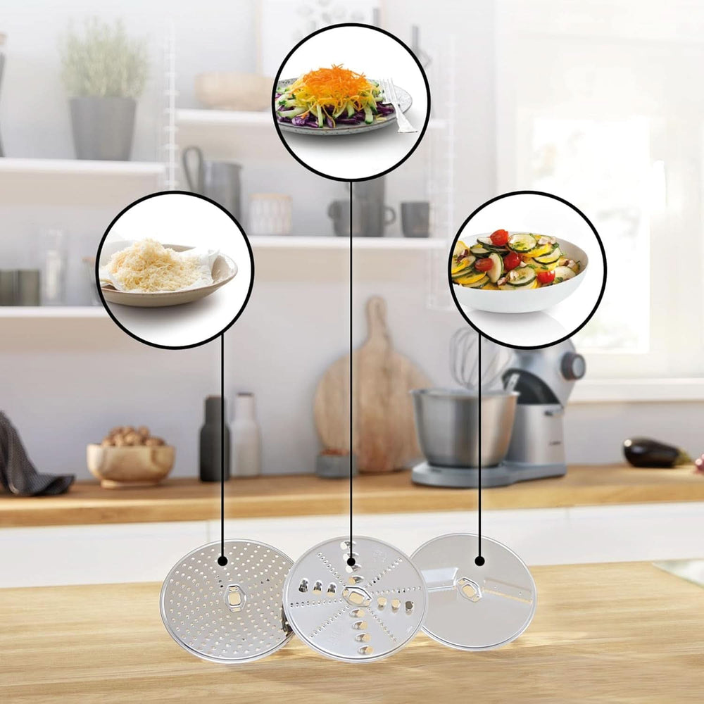 Bosch Küchenmaschine Serie 4 MUM56340, Schüssel 3,9 l, mixér 1,25 l, Fleischwolf, Zitruspresse, Planetenrührwerk, Knethaken, Schlag-, Rührbesen, Durchlaufschnitzler, 3 Scheiben, 900 Child Shop a Shop Silber