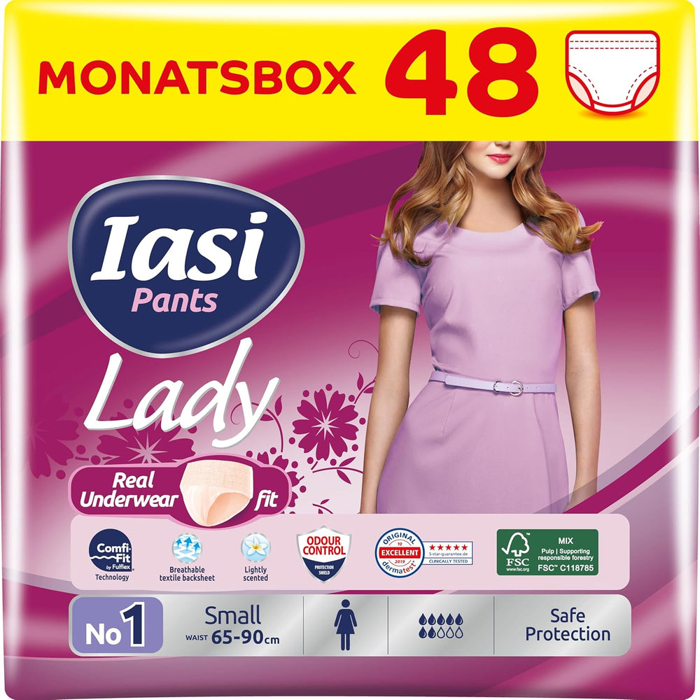 LADY Pants 48 Jednorázové kalhotky pro inkontinenci moči Absorpční Plus velikost S pro ženy 48 ks