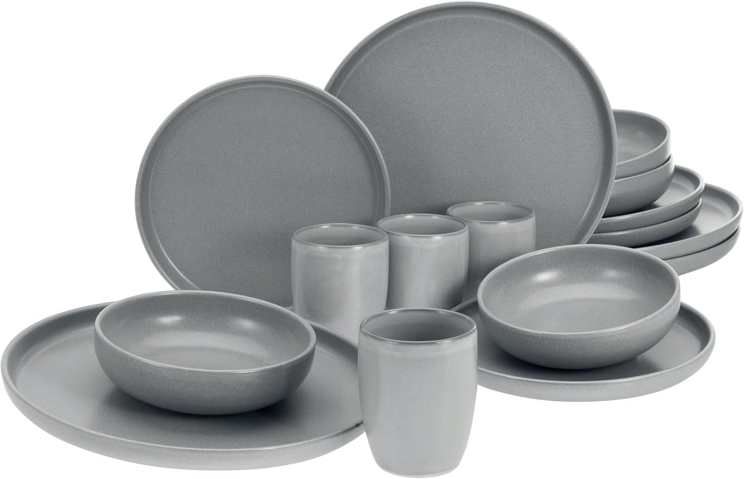 Creatable, 22979, Serie Uno BLACK, 12-Teiliges Geschirrset, Teller Set Aus Steinzeug, Spülmaschinen- Und Mikrowellengeeignet, Made in Portugal Sady nádobí Naty Shop Grau Kombiservice 16 Teilig