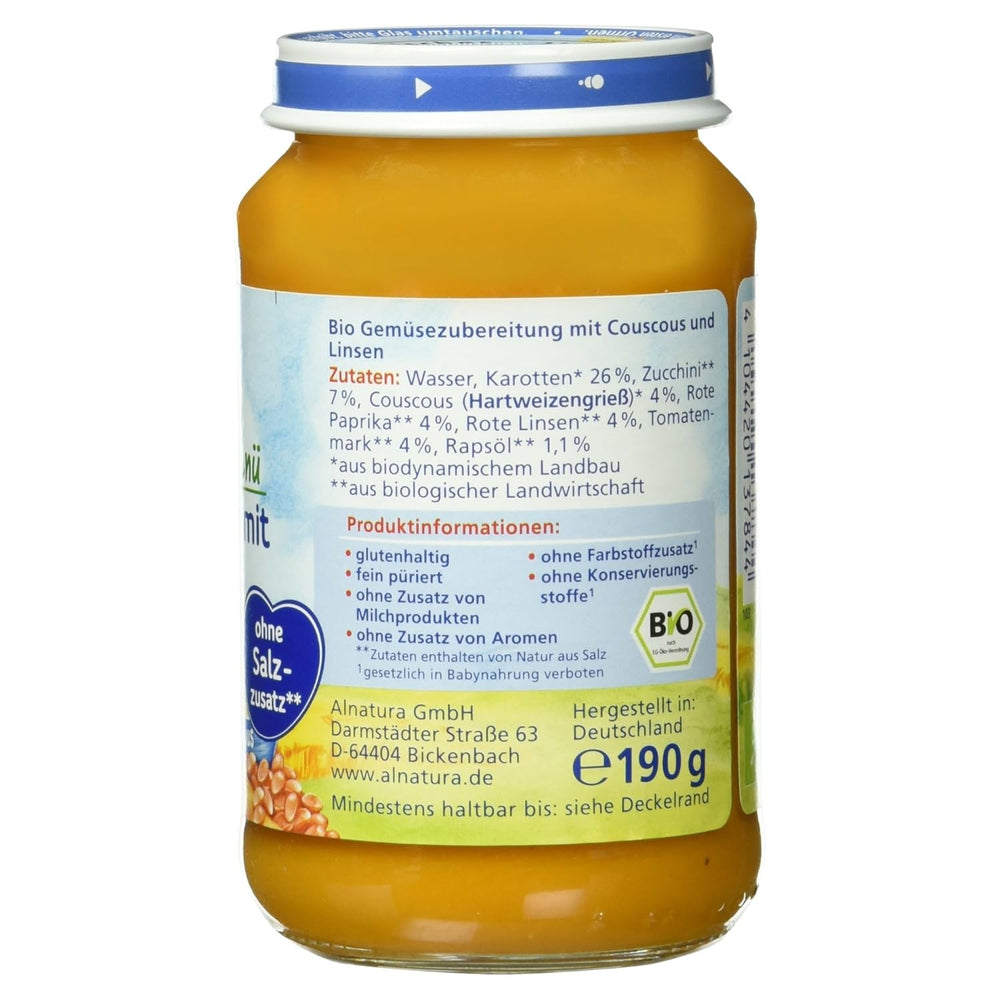 Bio čočkový guláš s kuskusem (od 6 měsíců), 190g