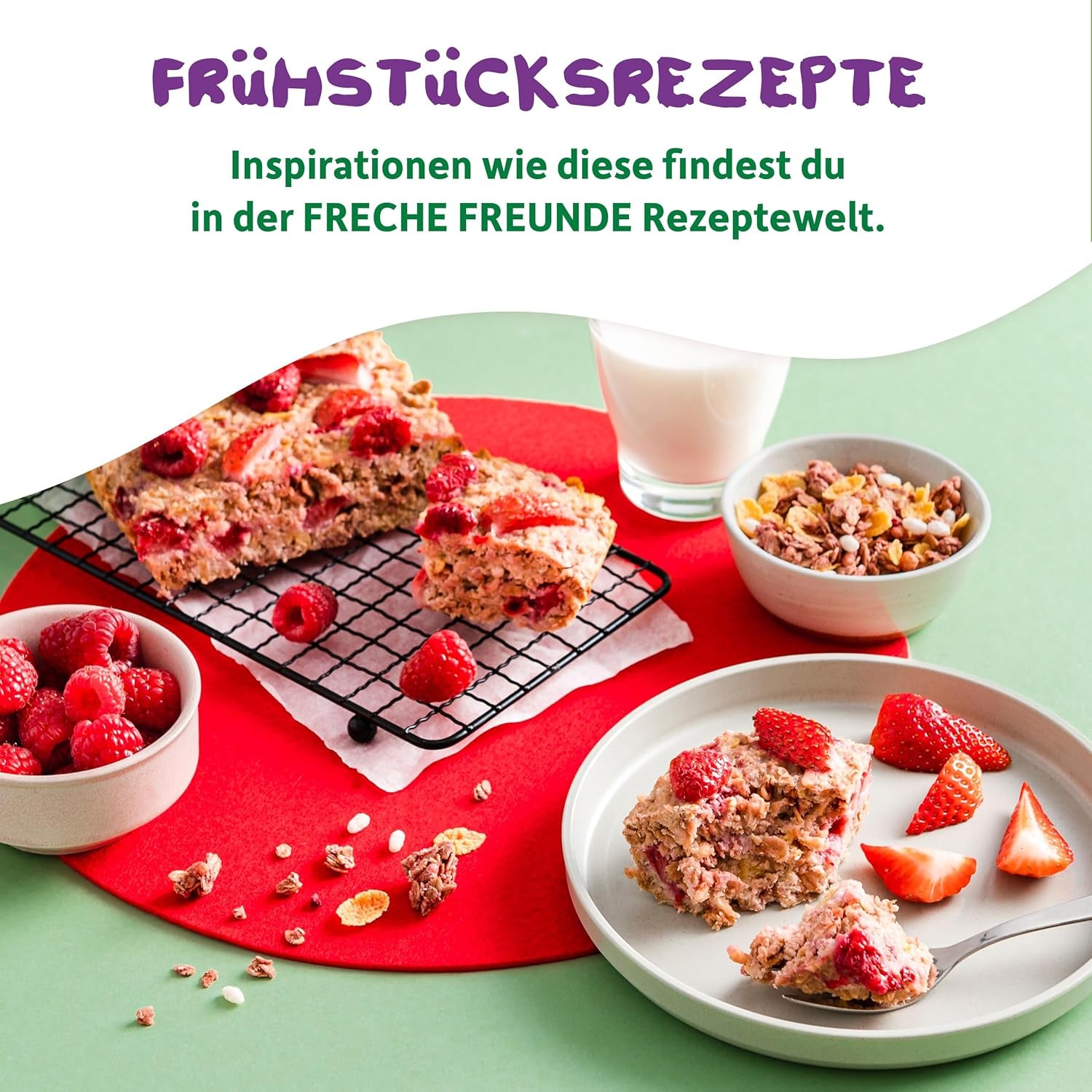 FRECHE FREUNDE Bio snídaňové müsli Edda's Berry Křupavá müsli směs pro školáky s lyofilizovanými jahodami Vegan 6 balení (6 x 280 g)