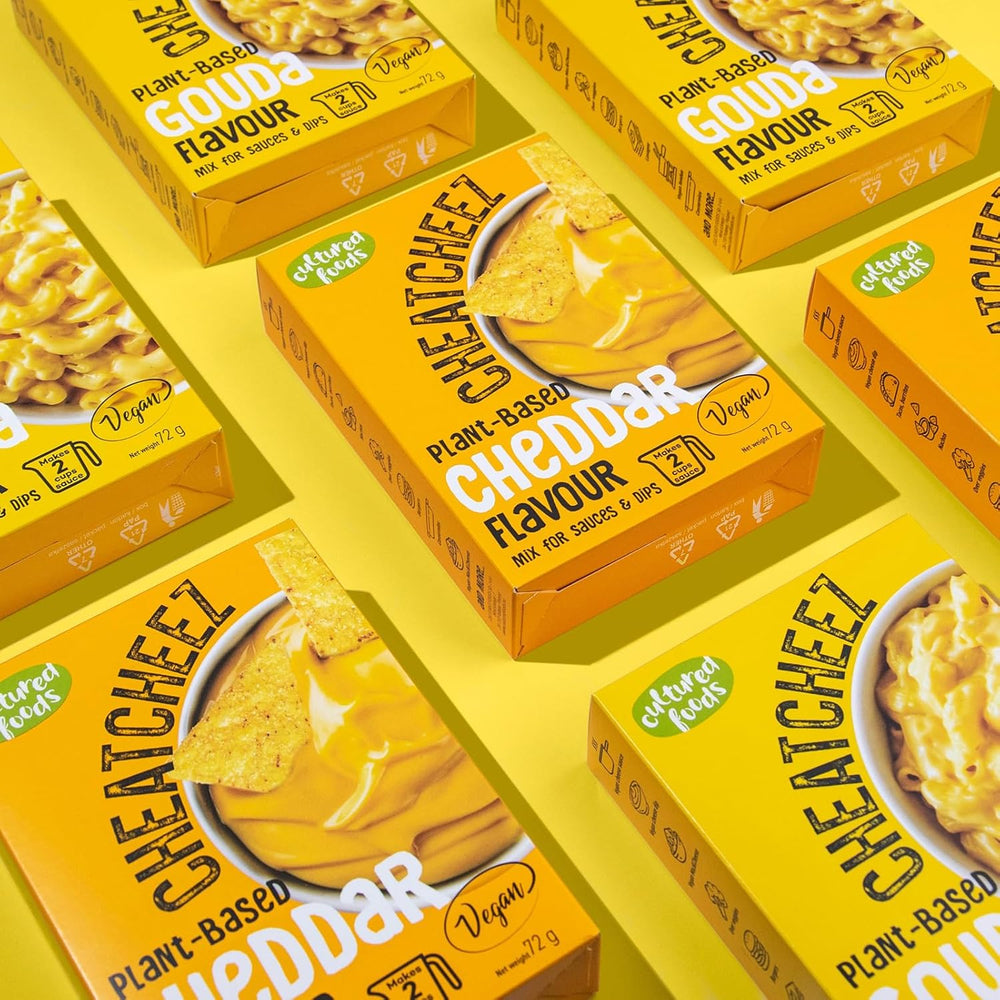 Kultivovaná jídla Veganer Käse Käseersatz Laktosefrei Glutenfrei 2-er Set Gouda Und Cheddar CHEATCHEEZ