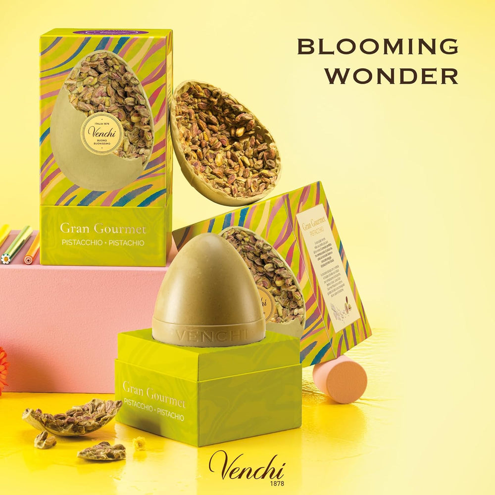 Venchi - Čokoládové vajíčko, příchuť pistácie, s celými pistáciemi, s překvapením, bez lepku, 500g, velikonoční kolekce, tip na dárek