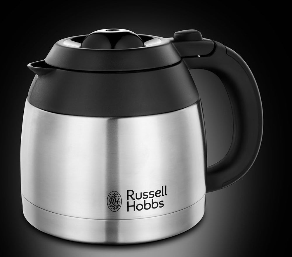 Cafetieră Russell Hobbs [Cap de duș pentru extracție și aromă optime] Adventure (1 până la 8 cești, carafă termică de 1,0 l, oprire automată, sistem anti-picurare, 1100 W) Cafetieră cu filtru 24020-56