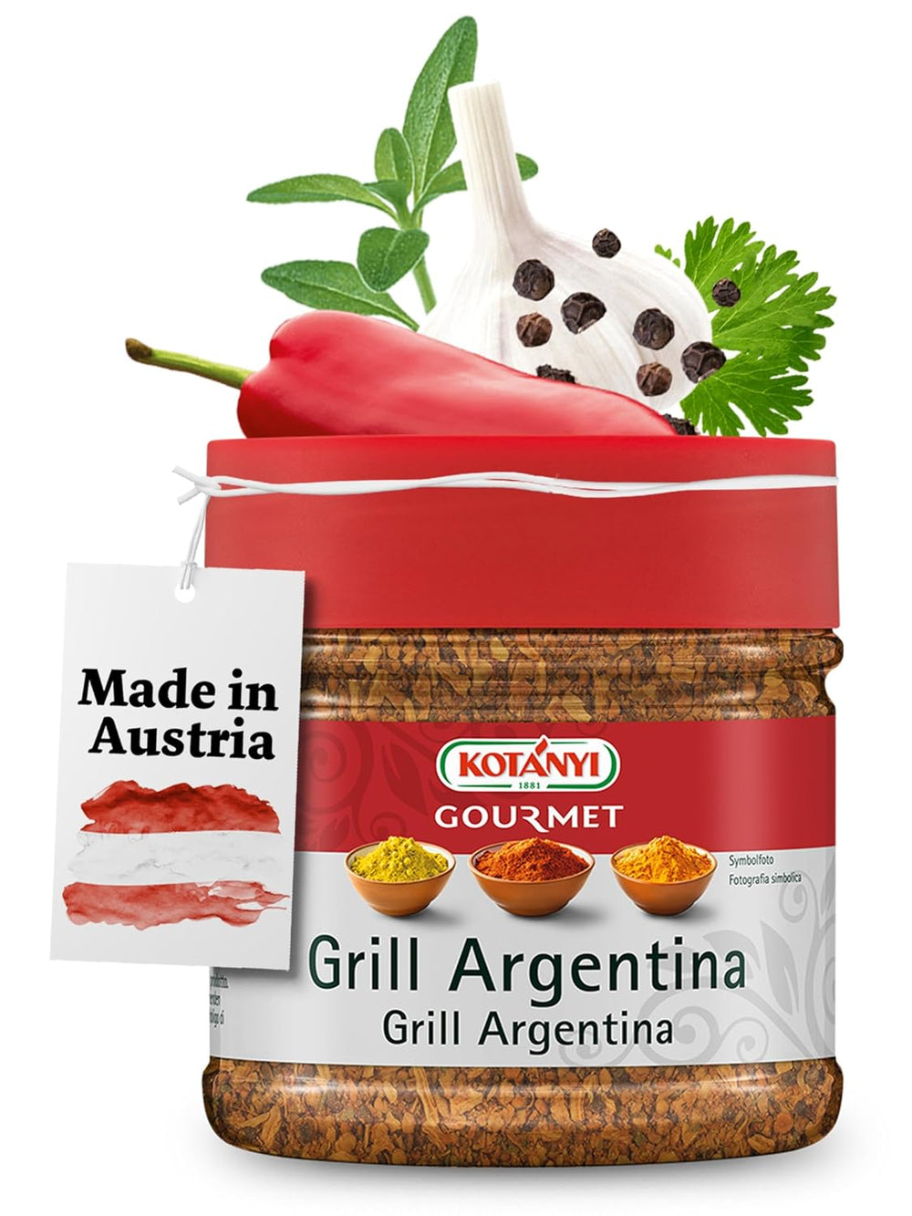 Kotanyi Gourmet Grill-Argentina Gewürzzubereitung, s paprikou, Pfeffer, Koriandr a mehr, fruchtig-pikant, 400 ccm, 285 g