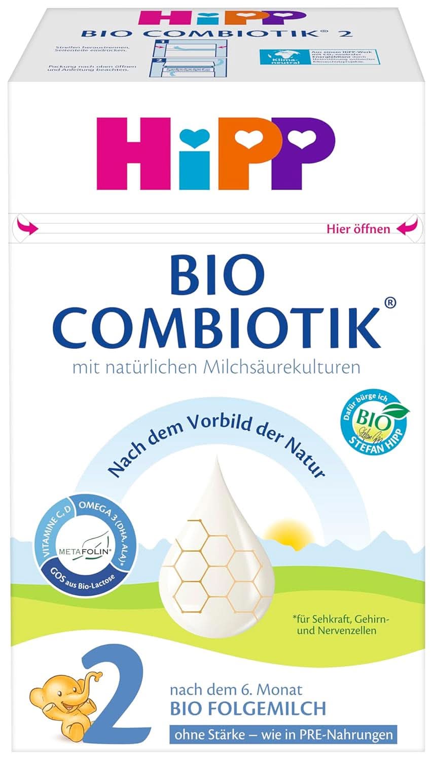 Hipp Bio mléčná výživa 2 BIO Combiotik, Balení 4 ks (4 x 600 gramů) Matka a dítě Naty Shop NOVINKA - 2 Bio Combiotika bez škrobu 4 x 600 gramů
