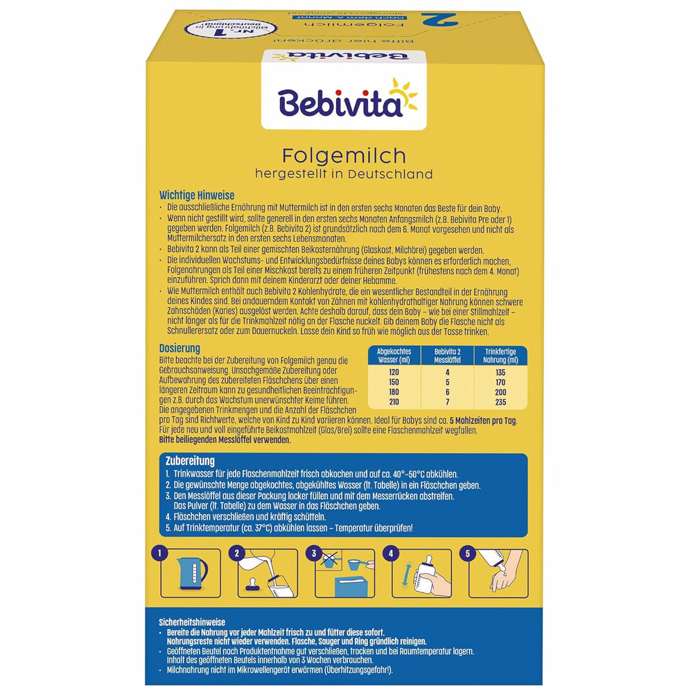 2 Folgemilch (4 x 500 g), nach dem 6. Monat, s vitamínem C a D, Omega-3 (DHA), altersgerecht sattigend