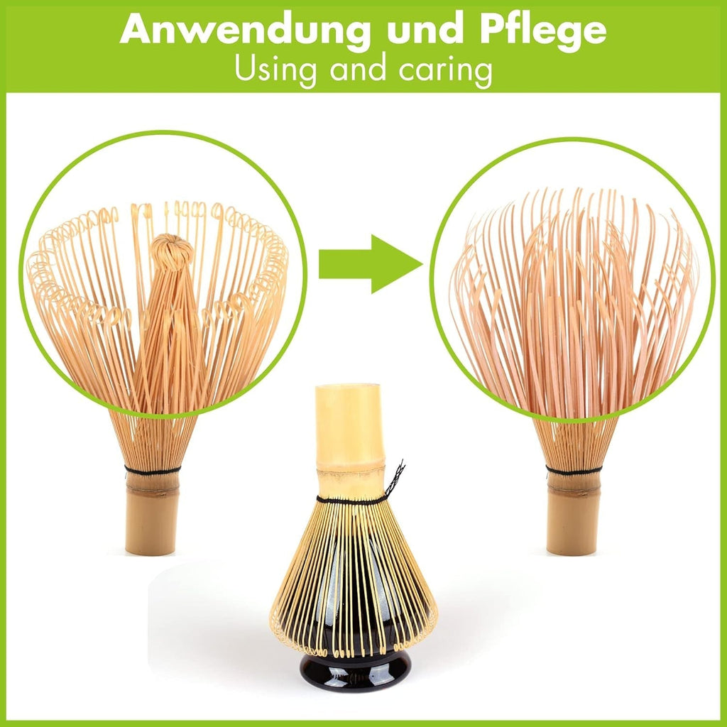 Set Goodwei Matcha cu tel pentru matcha, bol pentru matcha, suport pentru tel din ceramică și ceai matcha organic din Japonia | Set cadou (Kumo)