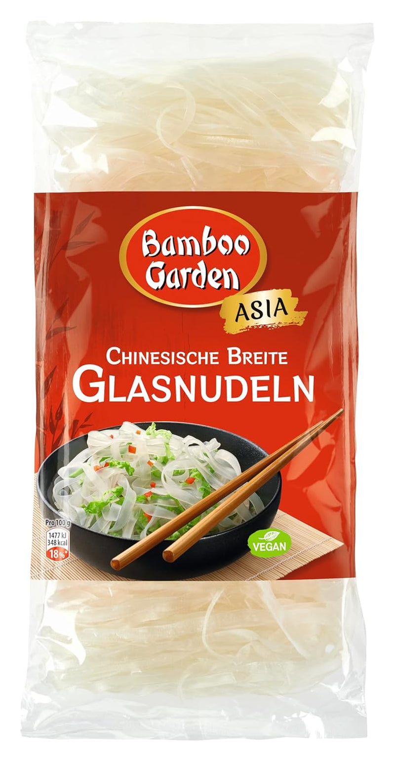 Tăiței chinezești lați din sticlă, 250 g (designul ambalajului poate varia)