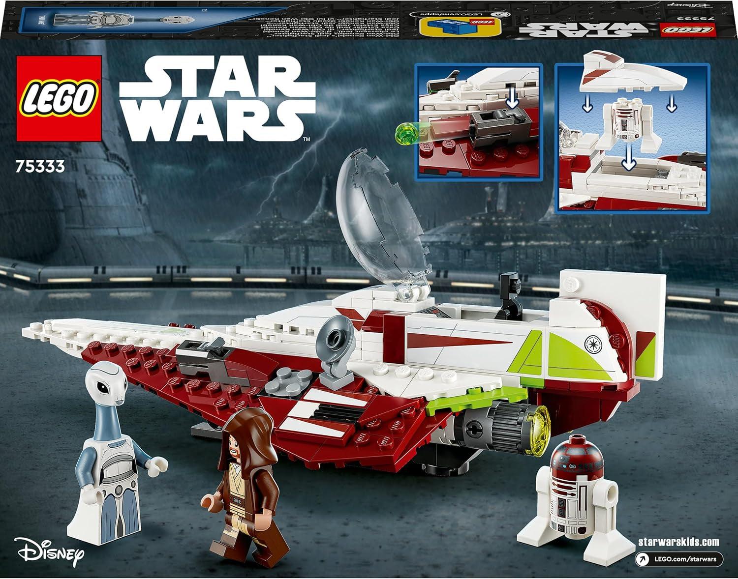 LEGO Star Wars Jedi Starfighter Obi-Wan Kenobi, Sestavitelná hračka s Taun We, Figurka droida a světelný meč, Sada Útok klonů 75333 Stavebnice Besuche den LEGO-Store