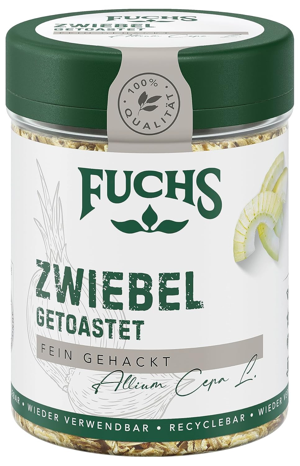 Fuchs Gewürze - Zwiebel getostat - jemně nasekaný Zwiebeln für Dips, Schmorgerichte oder Hamburger - přírodní Složení - 55 g v wiederverwendbarer, recyclebarer Dávka