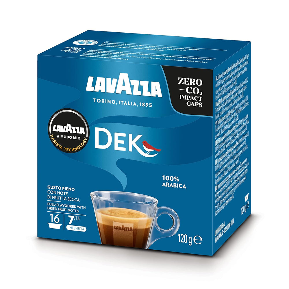 Lavazza A Modo Mio Dek Cremoso, 256 Kaffeekapseln, für einen entkoffeinierten Espresso mit aromatischen Noten von Mandeln und Canditis, 100% Arabica, Intensität 7/13, mittlere Röstung, 16 Packungen