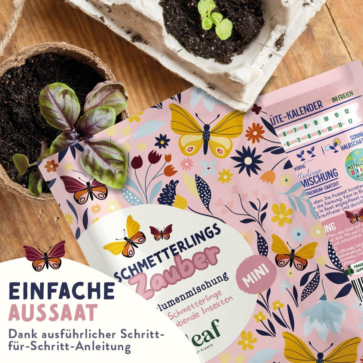 Schmetterlingswiese Blumensamen Schmetterlingsgarten I Blumensamen Balkon I Blumensamen Tütchen mit Wiesenblumen Samen I bienenfreundlich Blumensamen (Schmetterlings-Zauber mini)