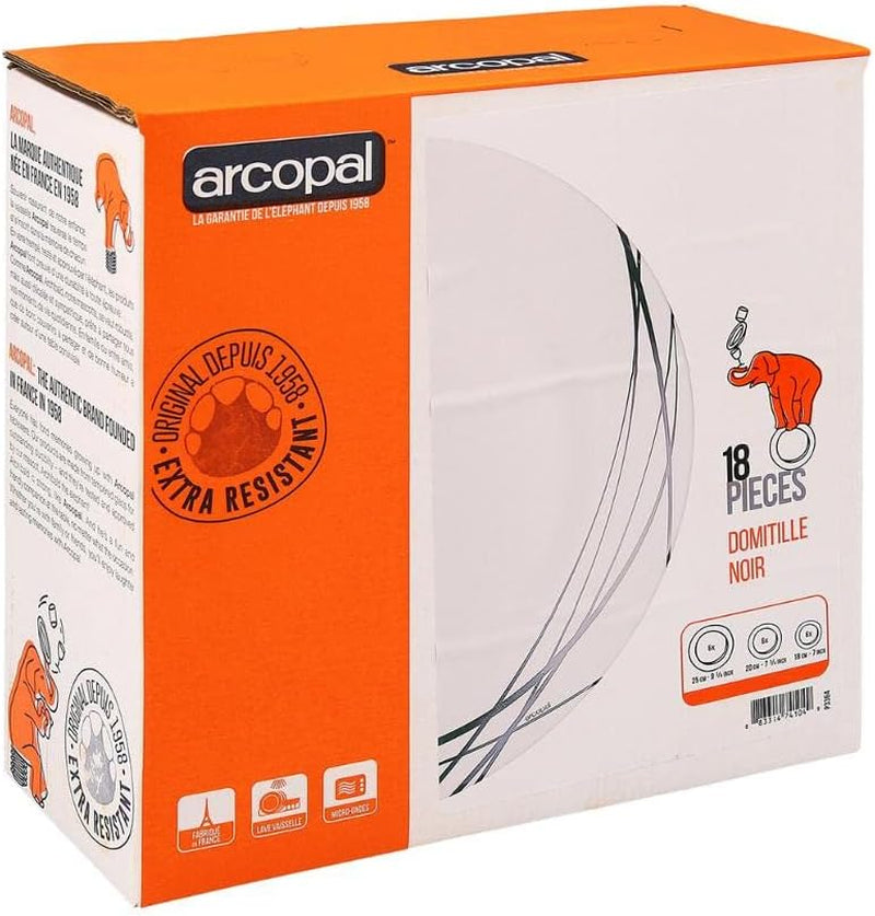 Luminarc Domitille Tafelservice, 18-Teilig, Opal, Keramik, Weiß Sady nádobí Naty Shop