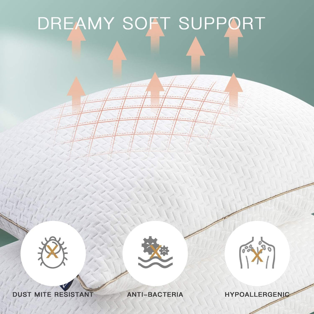 Pernă Bedstory, Pernă de dormit, 2 bucăți, Hipoalergenică, Pernă anti-praf, În jos, Calitate alternativă, Pernă de pat pentru cei care dorm pe spate, stomac și lateral, Dimensiune standard, Lavabilă, 42 X 70 Cm Perne standard Naty Shop