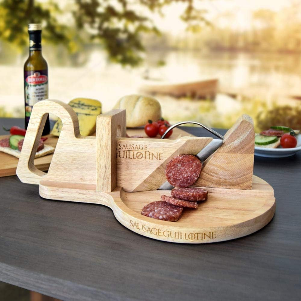 Tradiční řezačka klobás - Gilotina na klobásy - 30 X 19 X 12 cm - Drtiče a kráječe z masivu Naty Shop