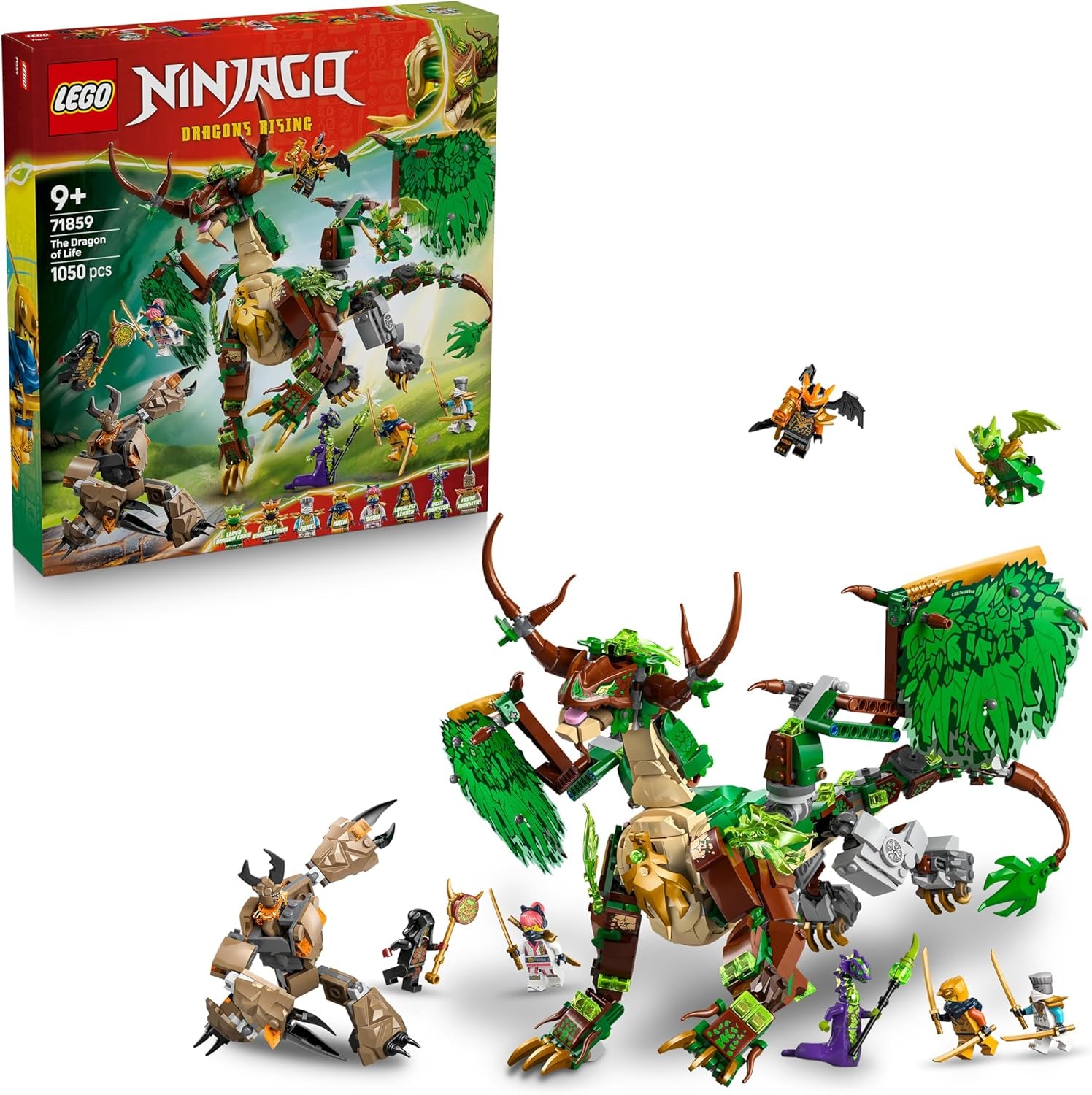 LEGO NINJAGO Der Drache des Lebens - Ninja Spielzeug s Drachenfigur, Mini Monster Mech, 8 Minifiguren a Schwertern - Kreatives Geschenk für Jungen und Mädchen ab 8 Jahren und Fans - 71859