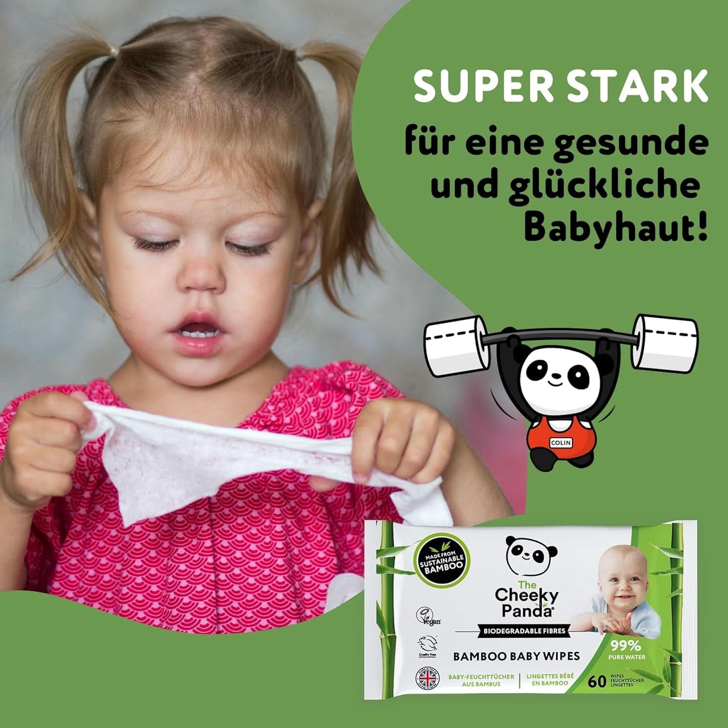 Șervețele umede pentru copii Cheeky Panda Bamboo, Delicate și moi, Primul kit pentru nou-născuți Servetele Umede Bebelusi Naty Shop