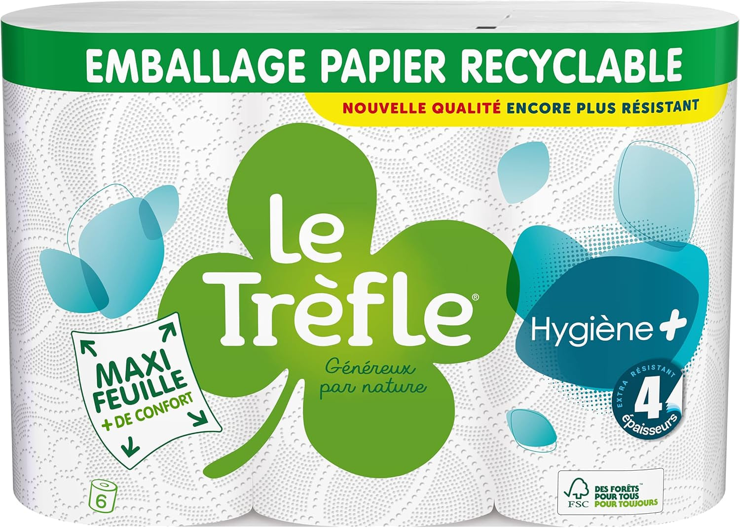 Le Trefoil Hygiene + hârtie igienică, 6 role, 4 tări (pachet cu 2)