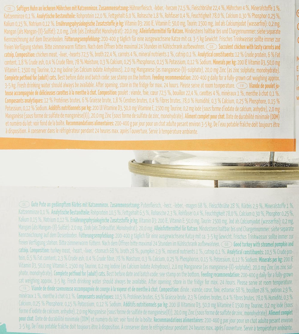 MjAMjAM - Hrană umedă premium pentru pisici - Monopack I - cu pui și curcan, pachet de 6 (6 x 200 g), fără cereale cu carne suplimentară