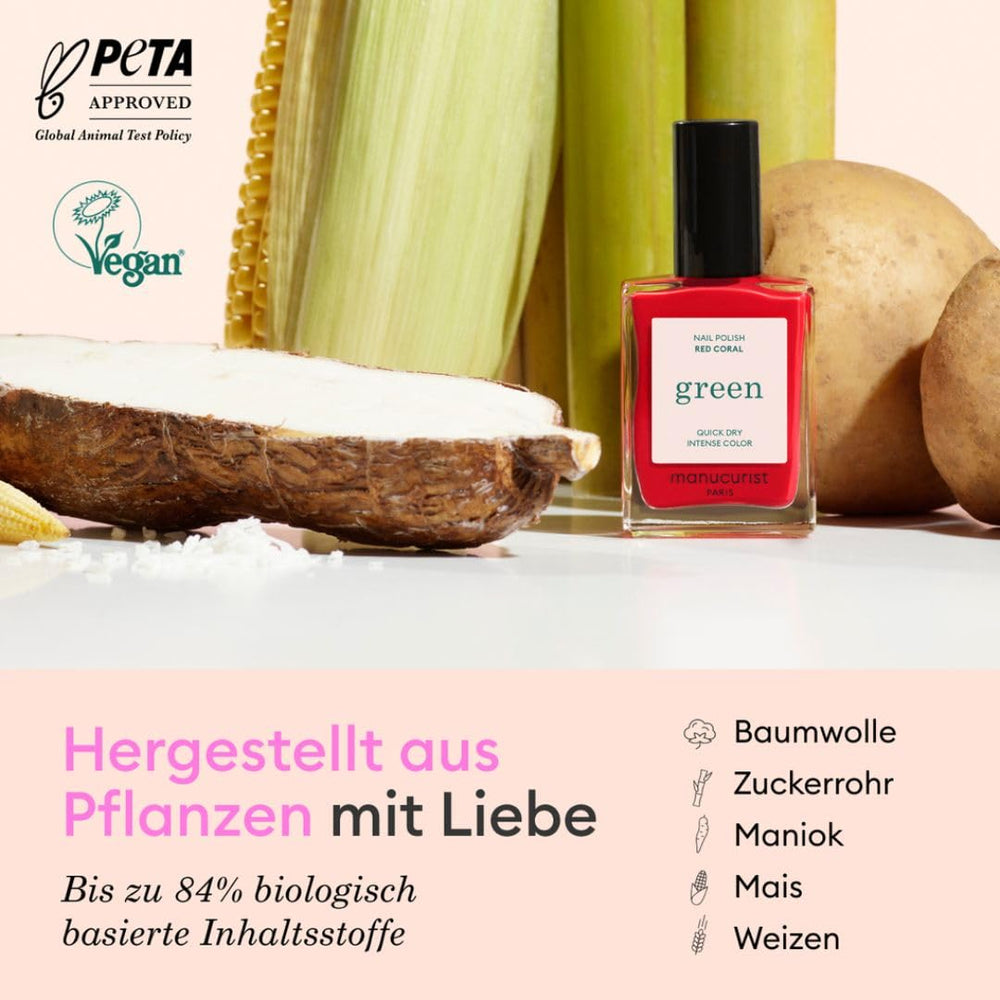Manucurist Green - Rosy Beige Shell Beige Lak - Rychleschnoucí lak na nehty - DIY Nails - Vegan 12-Free - Rostlinná báze - Lak na nehty - Vyrobeno ve Francii