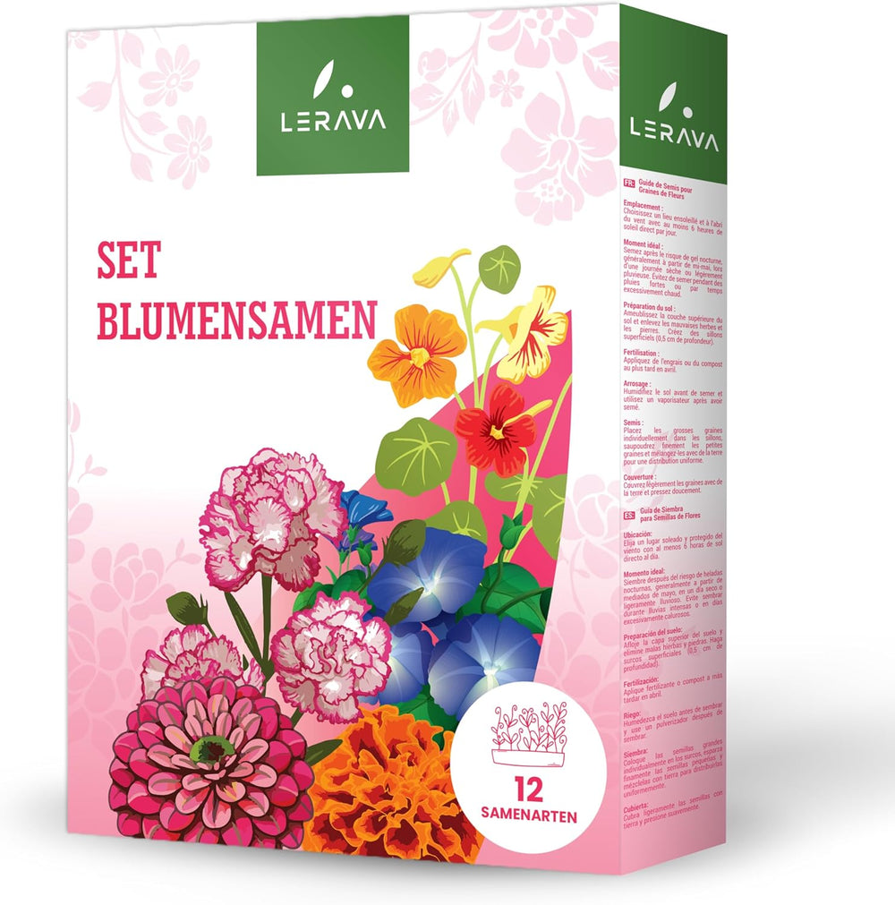 LERAVA květinová semena (12 odrůd) - zimní mrazuvzdorné trvalky - zahradní a balkónová semena - rychlé klíčení pro snadné setí - nenáročná na údržbu květinová směs pro nepřetržité kvetení