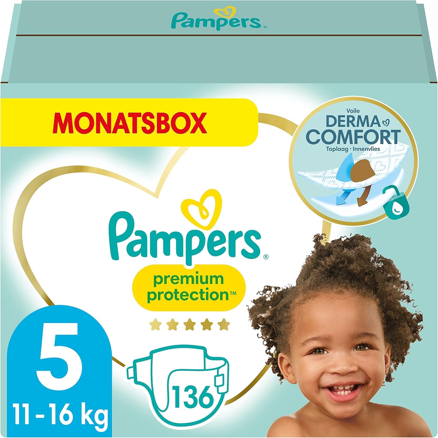 Pampers Premium Protection, velikost 5, 152 plen, 11kg-16kg, naše #1 ochrana proti pokožce a protečení