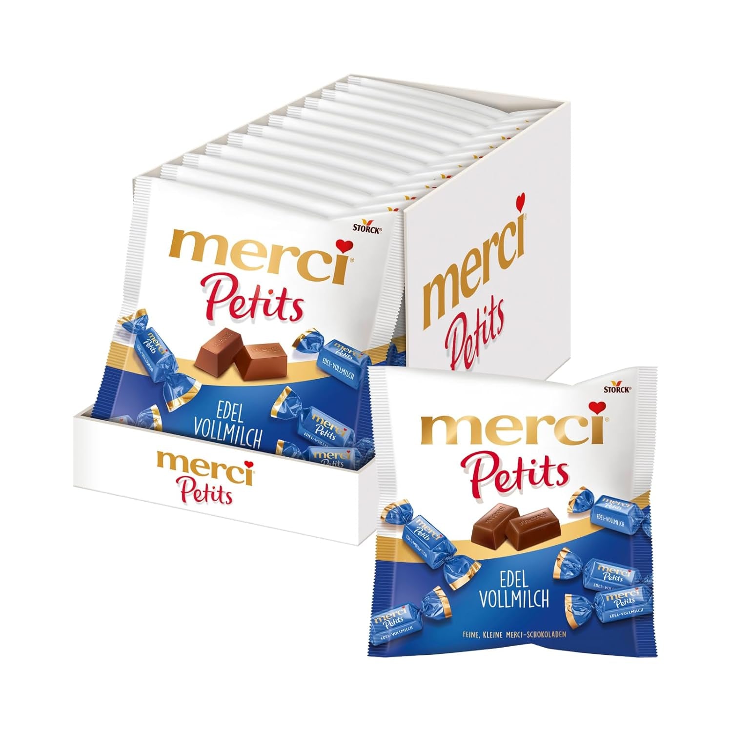 Kávový krém Merci Petits - 12 x 125 g - Malé pralinky z bílé čokolády na jemné čokoládě s kávovou smetanou - Jednotlivě balené čokoládové pralinky
