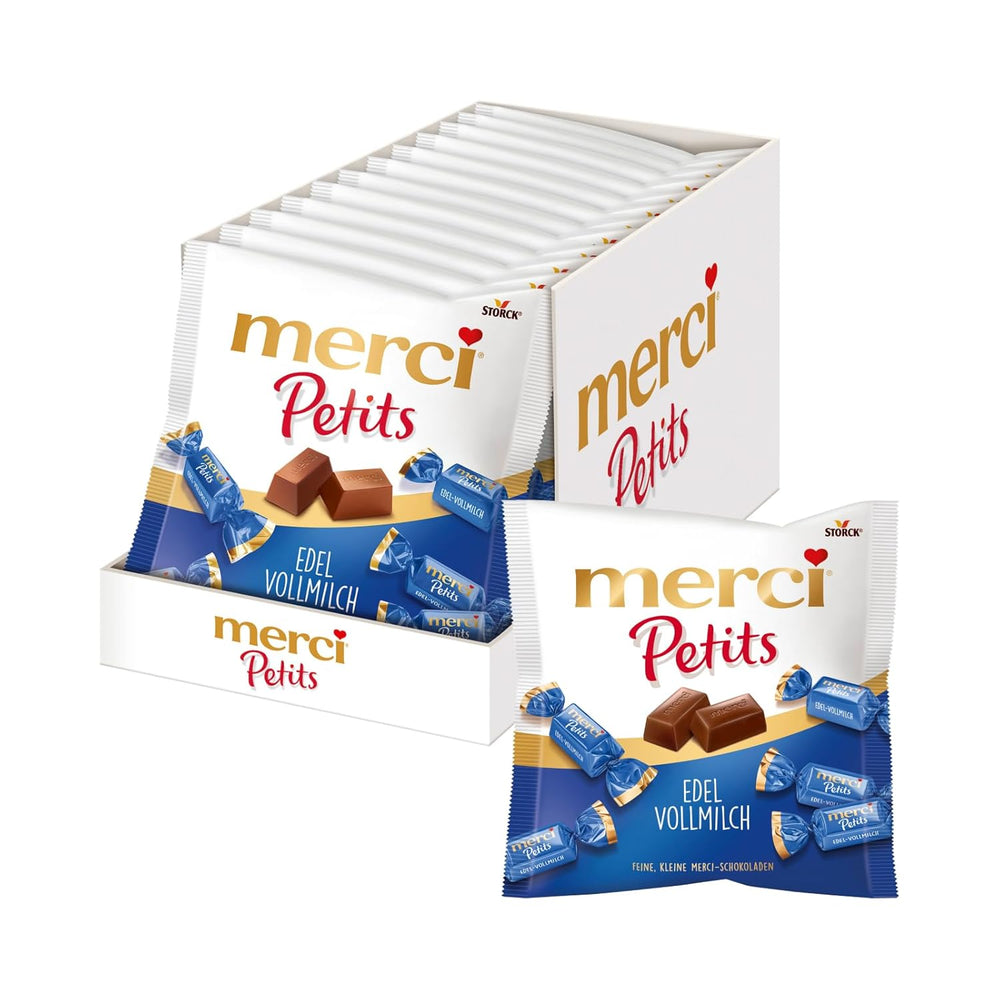 Kávový krém Merci Petits - 12 x 125 g - Malé pralinky z bílé čokolády na jemné čokoládě s kávovou smetanou - Jednotlivě balené čokoládové pralinky