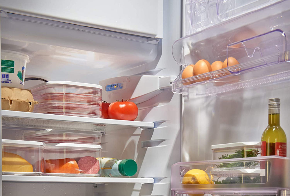 Mepal - Cutie de depozitare pentru frigider Modula XXL - Container pentru alimente cu capac - Organizator de bucătărie și cutie de depozitare din plastic - Organizator stivuibil și etanș pentru frigider - 4800 ml - Alb Cutii depozitare alimente Naty Shop