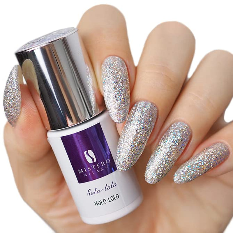 Mistero Milano UV třpytivý lak na nehty - LED lak na nehty - Glitter Hybrid - plné krytí - 7 ml do temné noci