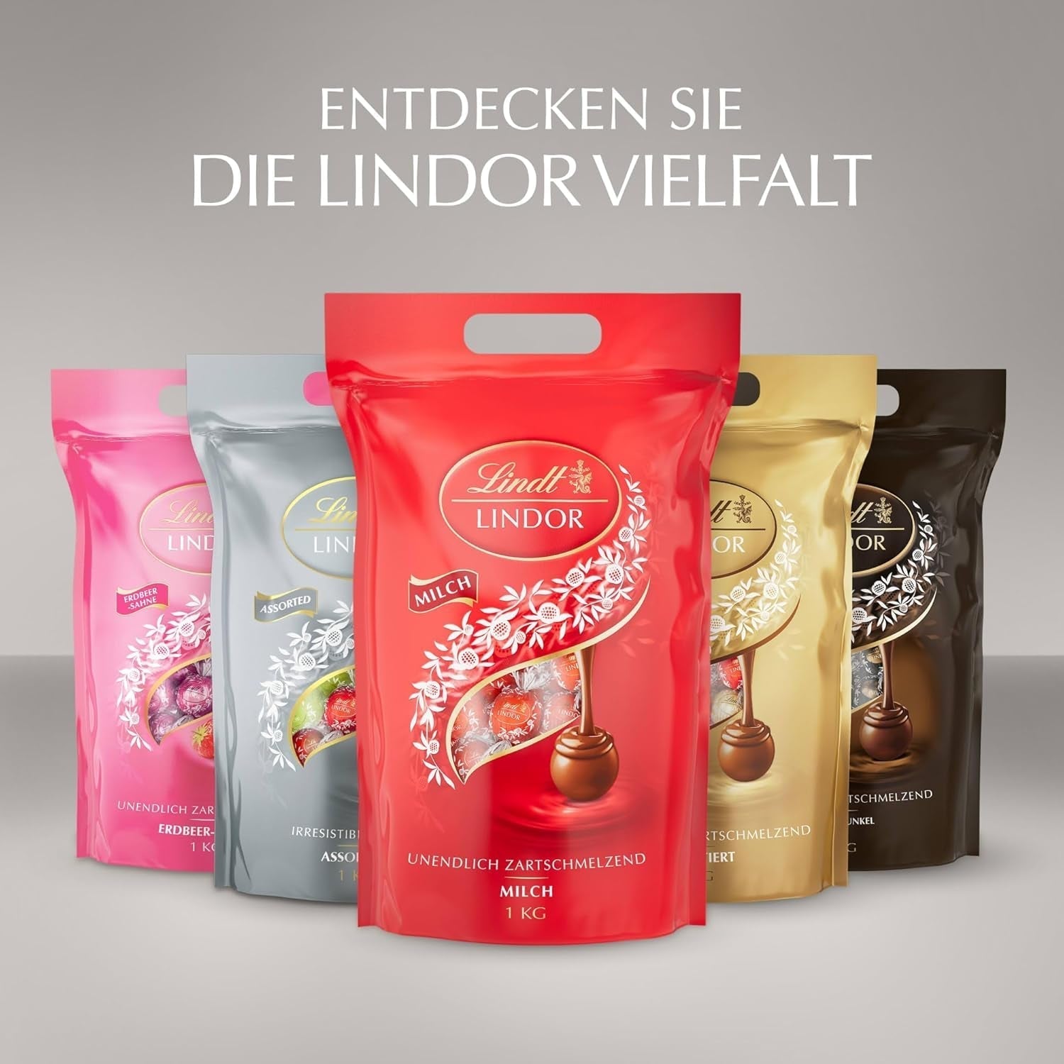 Lindt LINDOR Silver Mix, 1 Kg Bomboane de Ciocolata Naty Shop