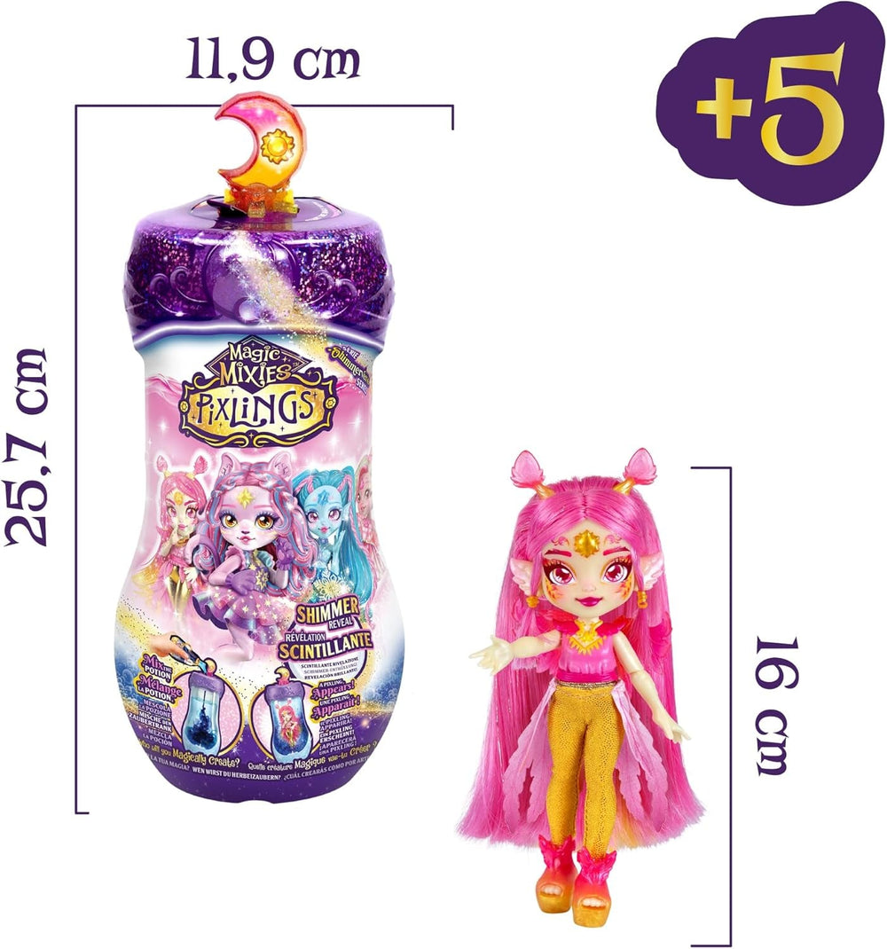 Păpuși Magice Pixlings, 4 Păpuși Asortate – 2 Noi – Păpușă de Modă 15 cm – Poțiuni Magice – Jucărie Secretă cu Poțiuni (MG101000)