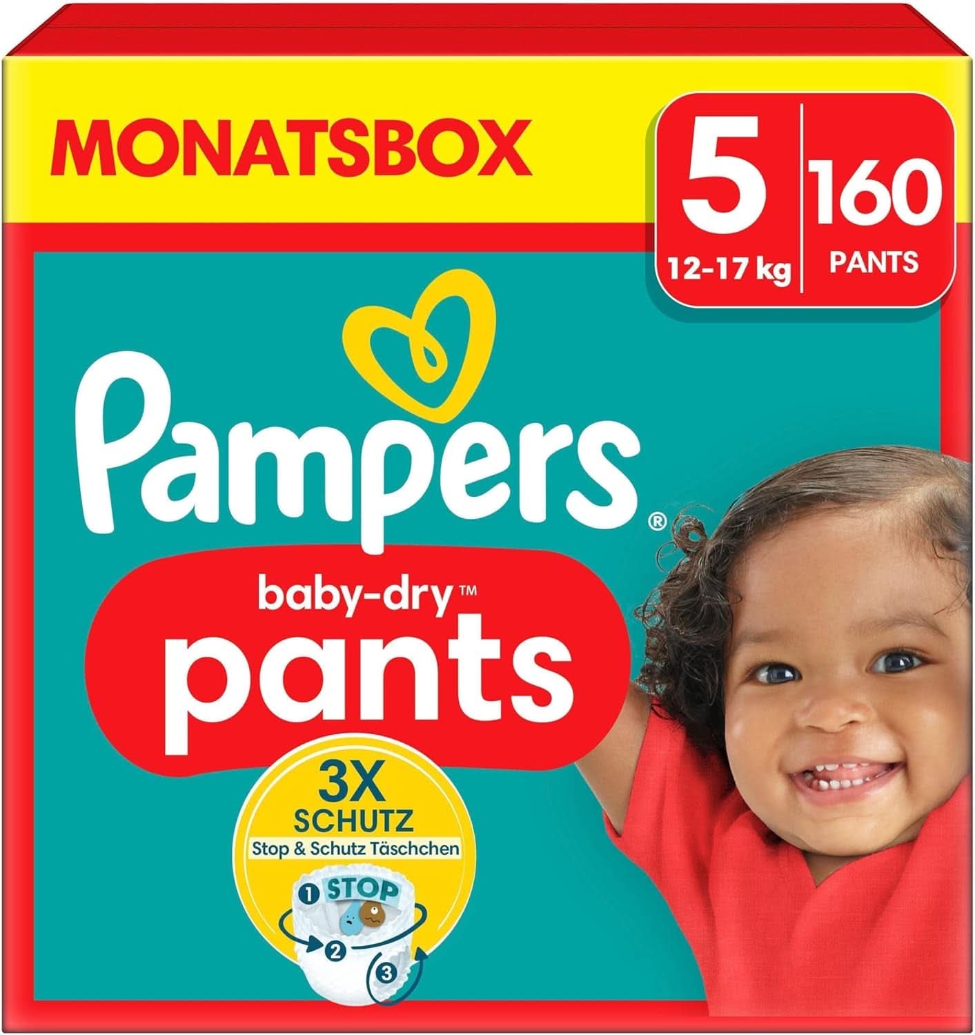 Pampers Windeln Pants Größe 5 Baby-Dry, 160 Windeln, 12Kg-17Kg, 360° Fit Hilft, Auslaufen Zu Verhindern Mama si Copilul Naty Shop 5 (160 buc) Nou