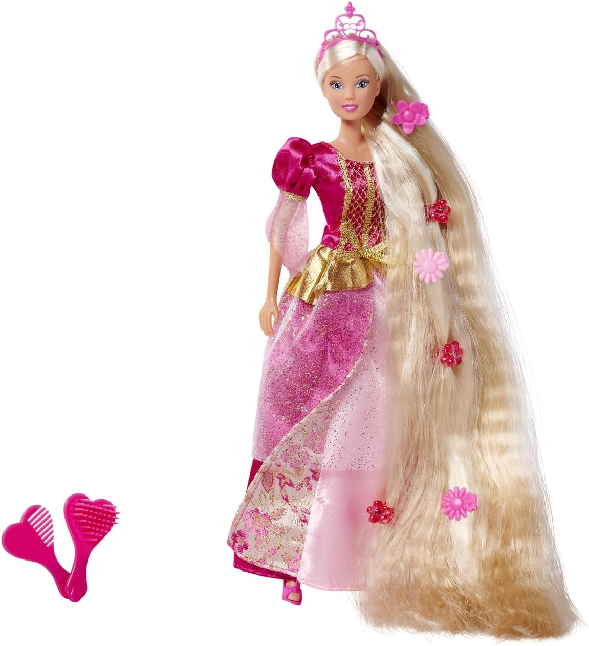 Simba 105738831 - Steffi Love Rapunzel, Steffi ca prințesă de basm, cu păr foarte lung, cu agrafe de păr, perie și pieptene, păpușă de modă, 29 cm, pentru copii cu vârsta de 3 ani și peste