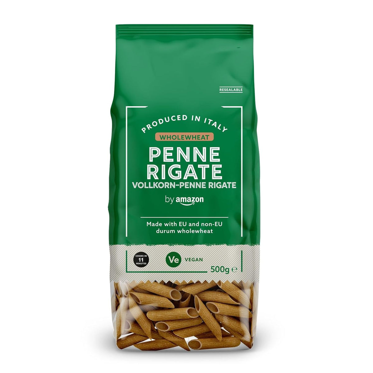 Celozrnné Penne Rigate od Amazonu, 500g
