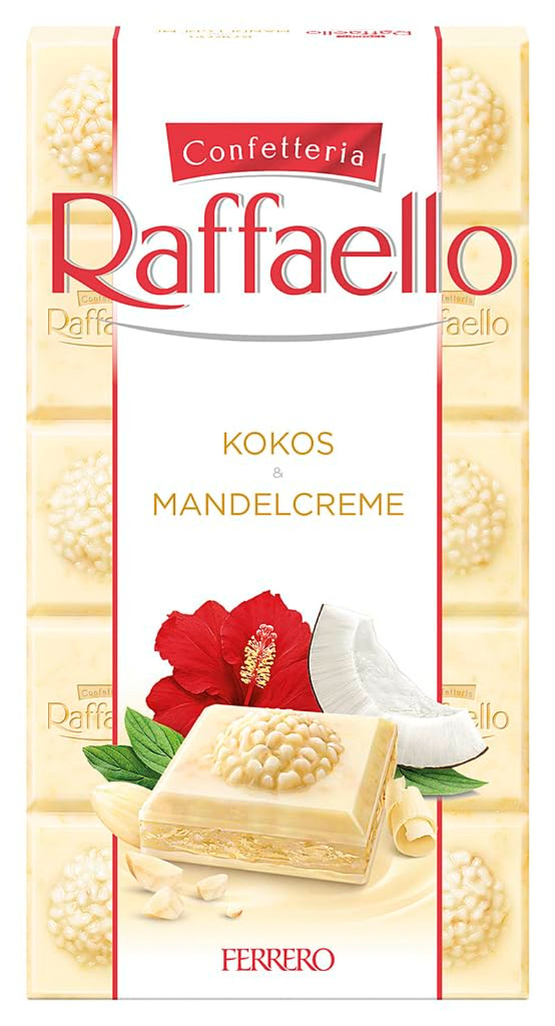 Čokoládová tyčinka Ferrero Raffaello - valentýnský dárek pro něj a pro ni - bílá čokoláda s kokosovým krémem a mandlemi - 1 čokoládová tyčinka x 90 g