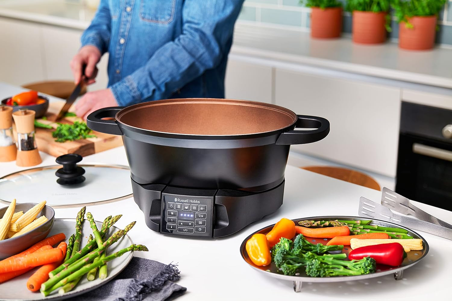 Multicooker Russell Hobbs 6.5L, afișaj digital, 8 funcții de gătit Slow Cooker Naty Shop