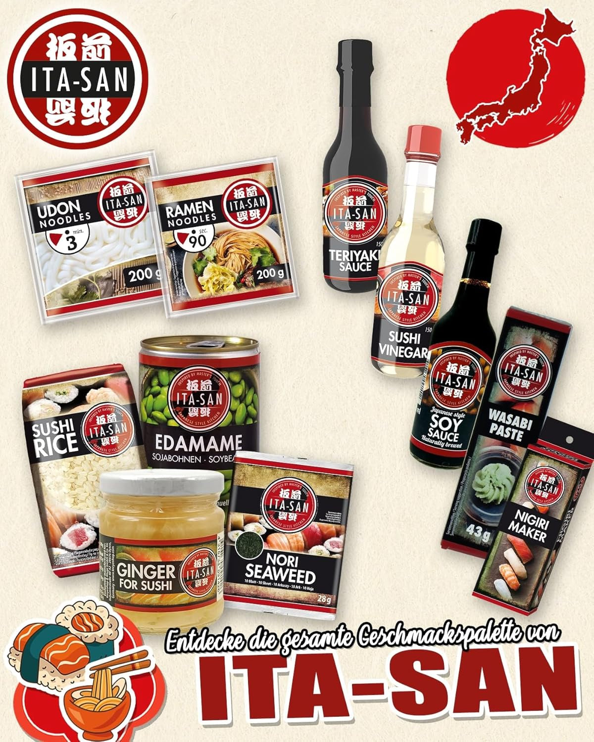 ITA-SAN Sushi rýže, kulatá zrna, špičková kvalita, 100% čistá odrůda, rychlá a snadná příprava, veganská, halal, bez lepku (1 x 500 g)