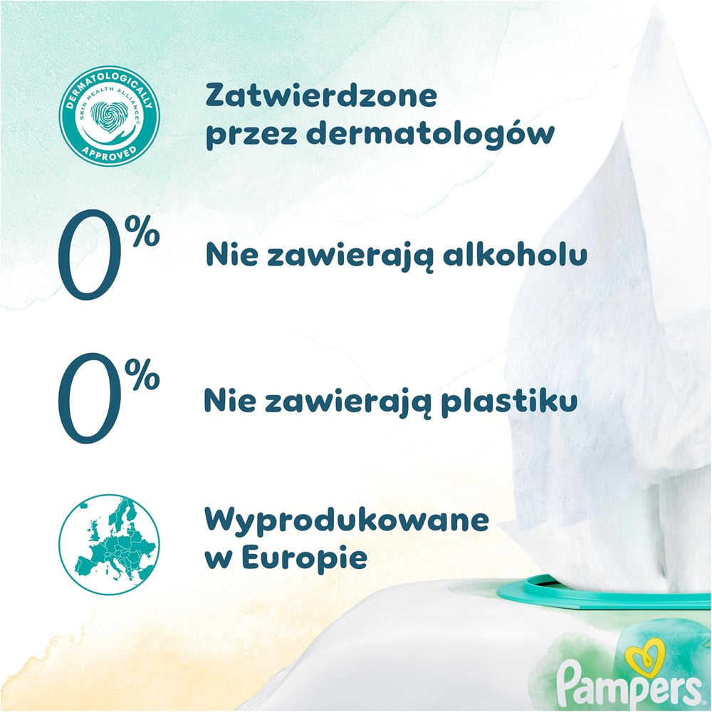 Vlhčené ubrousky Pampers Harmonie Protect & Care, 18 balení po 44 ubrouscích = 792 ubrousků, které pomáhají obnovit přirozenou rovnováhu pH pokožky