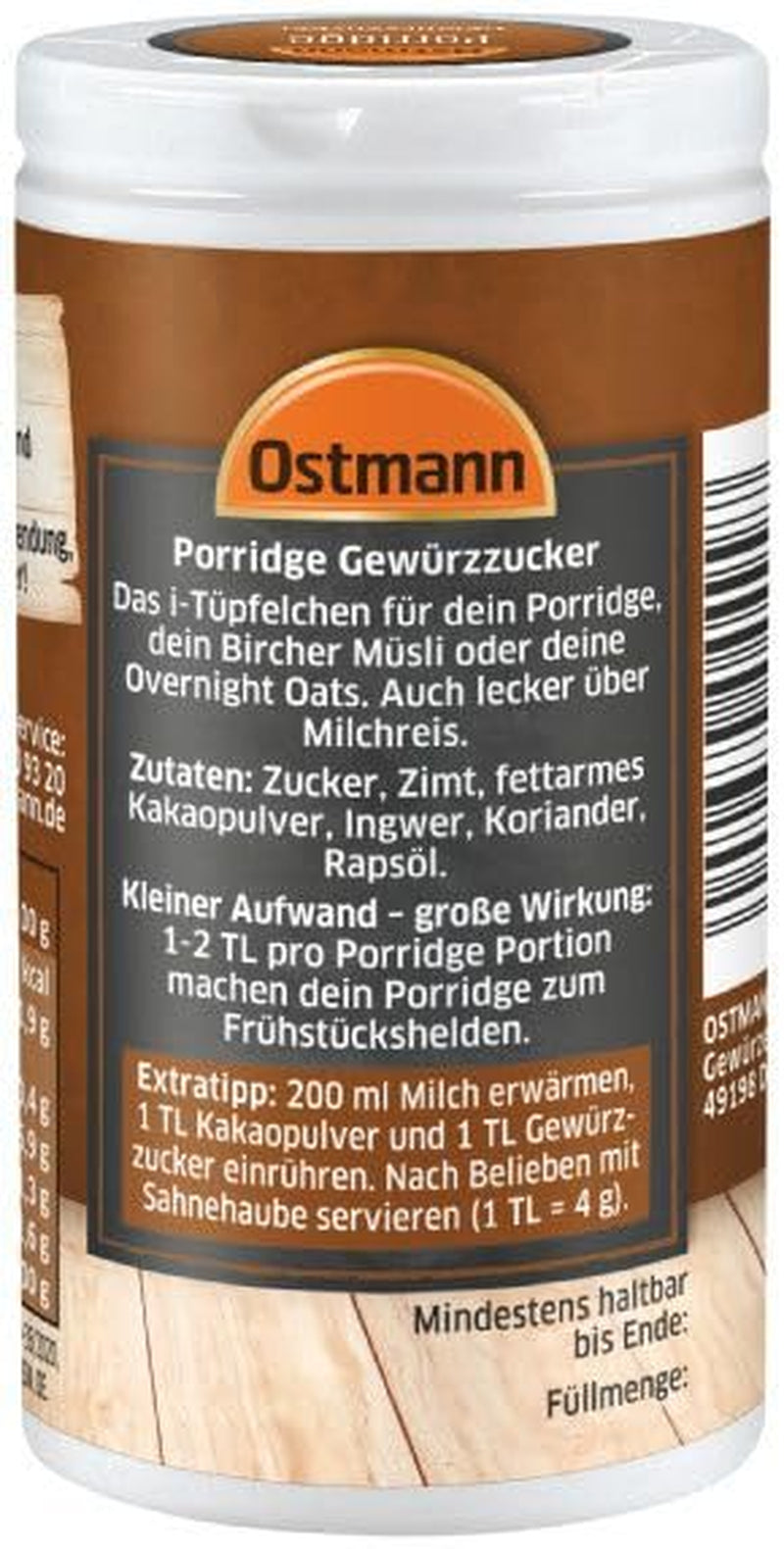 Ostmann Spices – kořeněná kaše Směs s vůní cukru, skořice a kakaa, k dochucení ovesných vloček, rýžového nákypu a dalších sladkých specialit, Vegan, 60 g (design balení se může lišit)