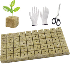 50 ks podložka na pěstování z minerální vlny, kostka z minerální vlny, izolace z minerální vlny, podložka na pěstování z minerální vlny s nůžkami a rukavicemi pro pěstování bez půdy, hydroponii a přesazování