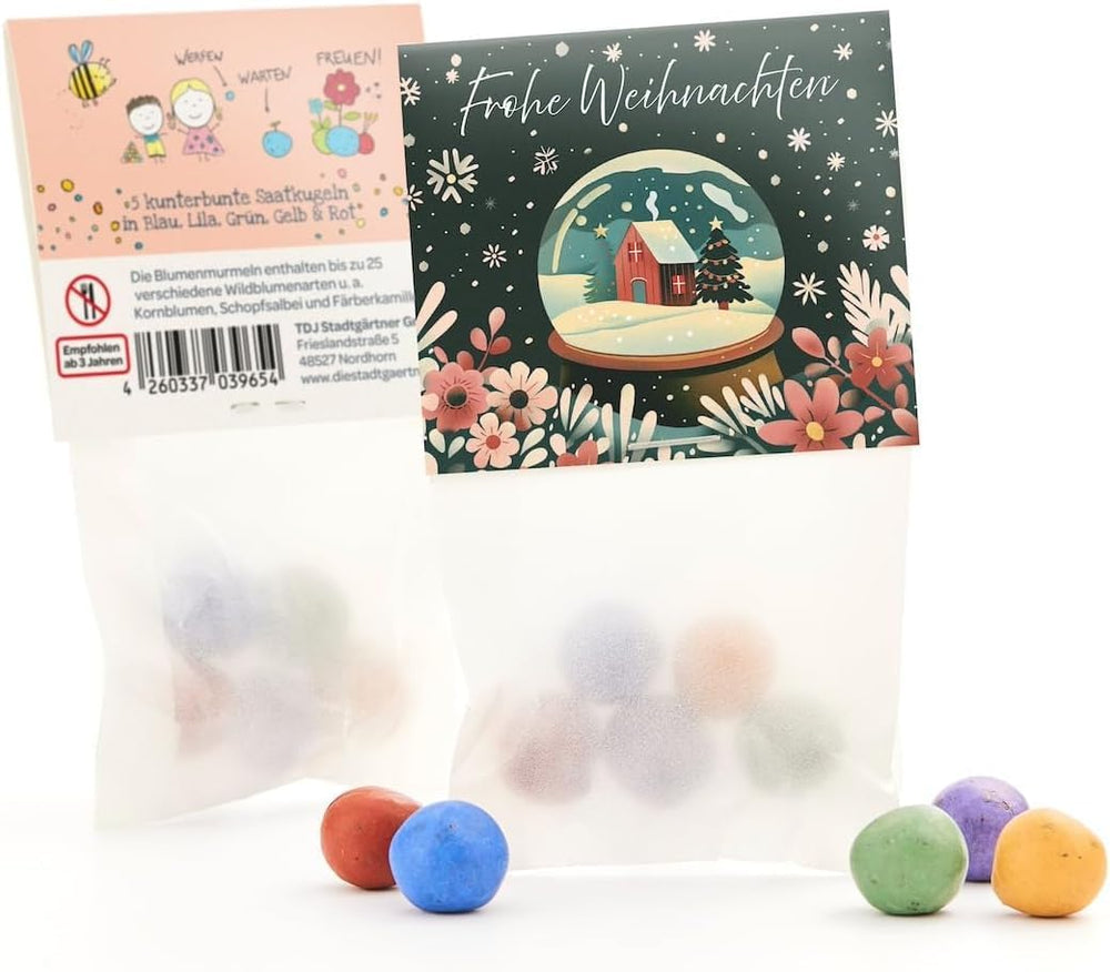 10 X Blumenmurmeln "Frohes Fest" | Kleines Geschenk & Nachhaltiges Mitgebsel Zu Weihnachten | Saatbomben Für Kollegen, Gäste & Kinder | Kleinigkeit Zum Advent, Adventskalender-Füllung Oder Nikolaus