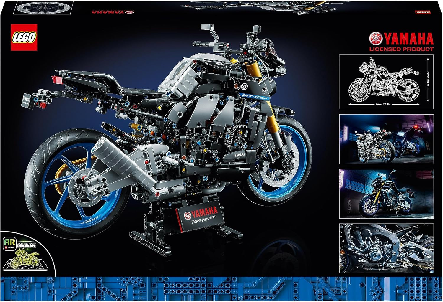 LEGO 42159 Technic Stavebnice modelu motocyklu Yamaha MT-10 SP pro dospělé, autentický model vozidla se čtyřválcovým motorem, funkční řízení a aplikace Ar, dárek pro muže a ženy Stavebnice Besuche den LEGO-Store