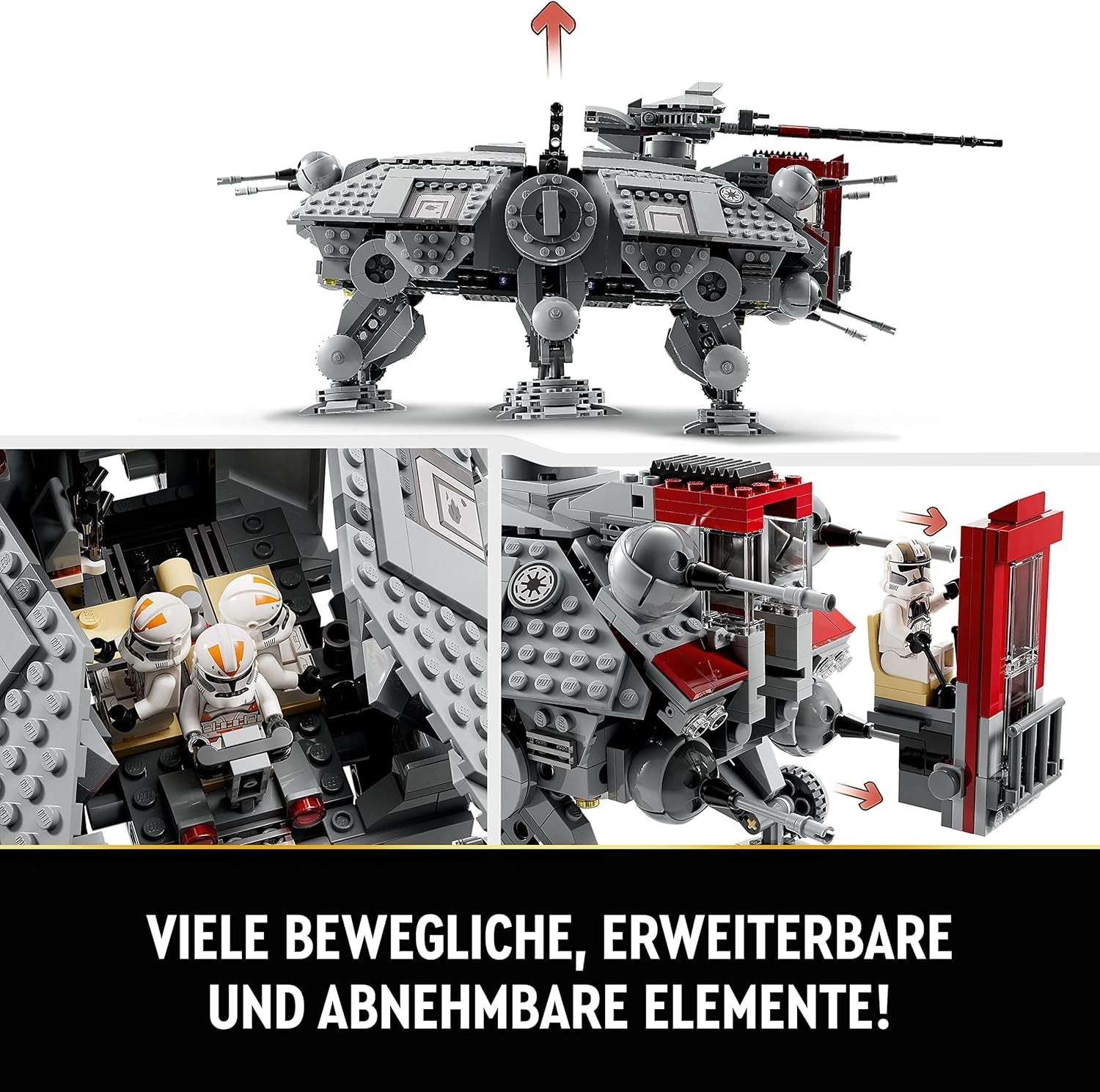 Sada minifigurek mobilního modelu hračky LEGO Star Wars At-Te Walker včetně 3 klonových vojáků, bitevních droidů a trpasličího pavoučího droida 75337 Stavebnice Besuche den LEGO-Store